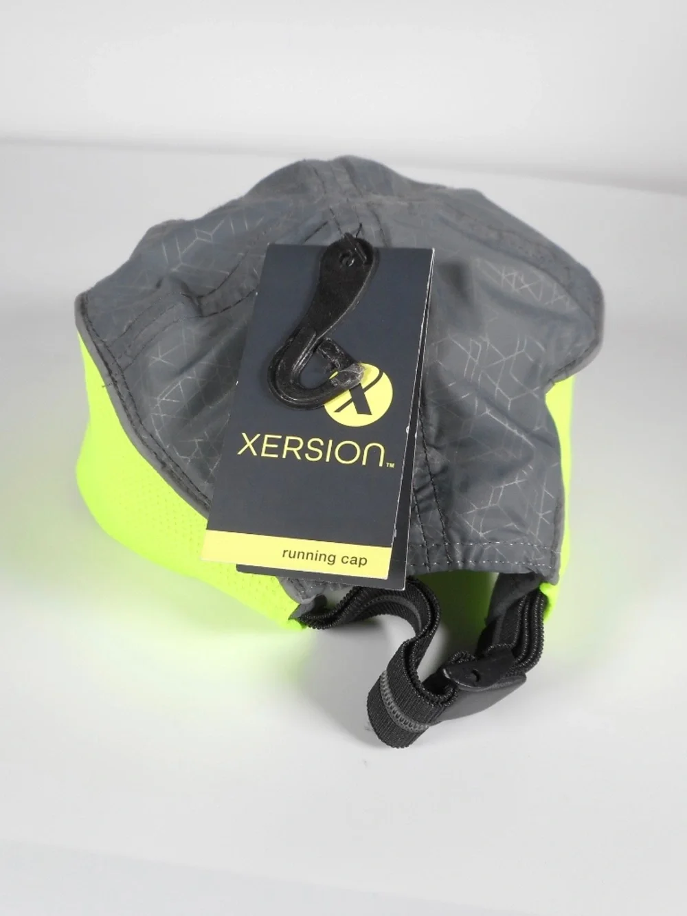 NWT Xersion Grey Neon Lime Running Cap Hat Wicking UV Protection Lightweight